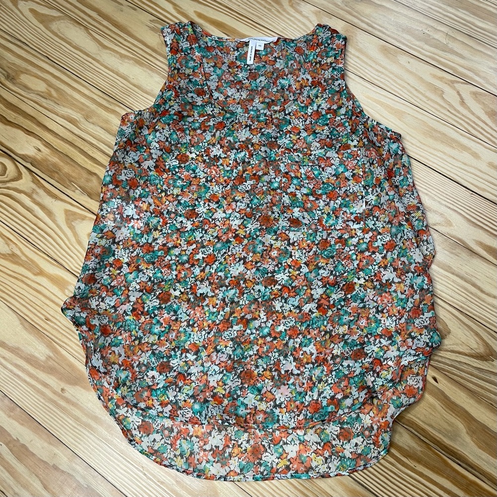 BCBGeneration Floral Top with Back Ruffles